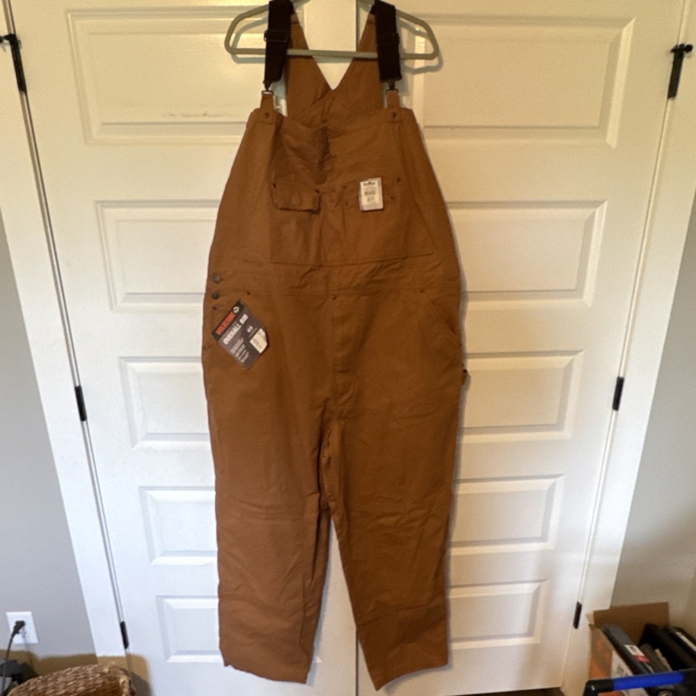 Wolverine Brown Duck Cotton Overall Bib 3X-Large/32 Workwear Jumpsuit